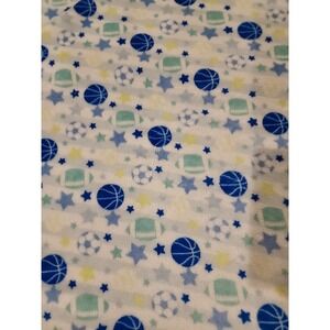 GENTLE STEPS Baby Blanket Plush Lovey Sports Basketball Soccer Blue‎ White Aqua